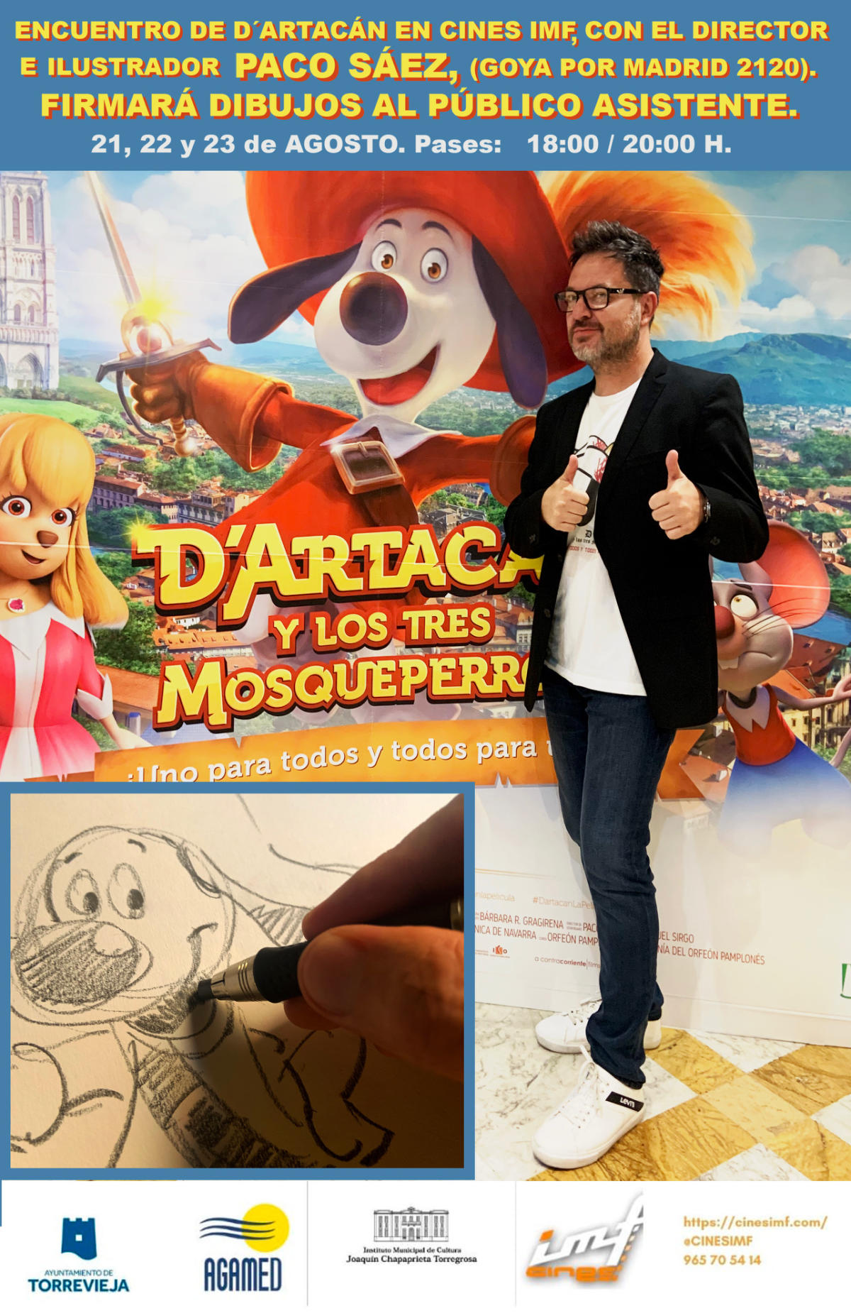 Encuentro de D'Artacán en Cines IMF Torrevieja, con el famoso director e ilustrador Paco Sáez.